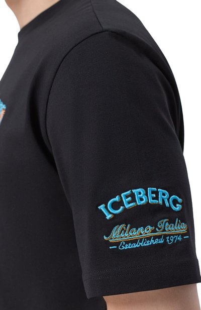 Хлопковая футболка ICEBERG черного цвета по цене 21900 руб., арт. F028/627A, фото 5 Хлопковая футболка ICEBERG, арт. F028/627A, фото 5