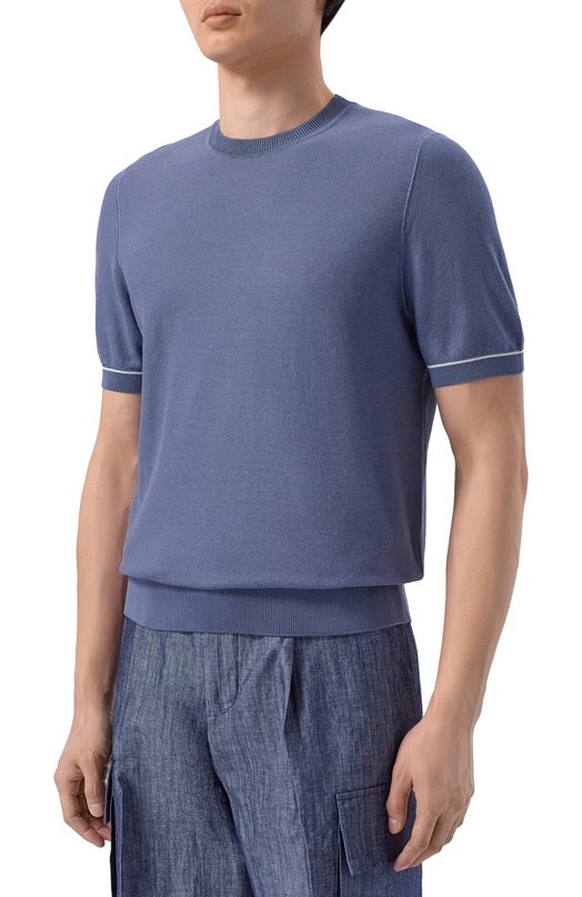 Джемпер из хлопка и лиоцелла BOSS 50560482 Синий  50560482 Фото 3