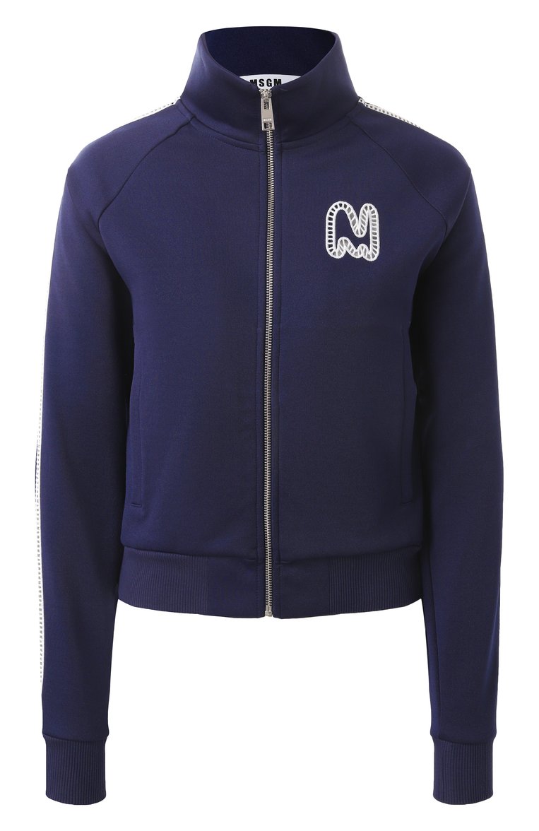 Женский хлопковая толстовка MSGM синего цвета, арт. 3841MDM136/257267 | Фото 1 (Драгоценные камни: Проставлено; Рукава: Длинные; Длина (для топов): Стандартные; Материал сплава: Проставлено; Женское Кросс-КТ: Кардиган-одежда; Стили: Спорт-шик; Материал внешний: Хлопок, Синтетический материал)