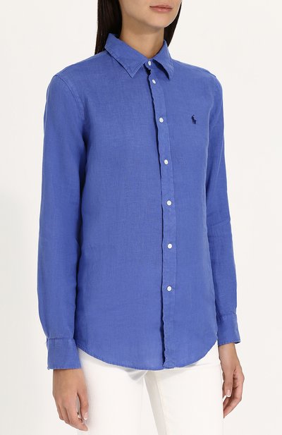 Однотонная льняная блуза свободного кроя POLO RALPH LAUREN, арт. 211697460, фото 3