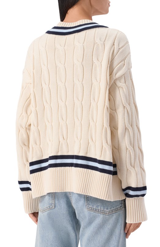 Хлопковый свитер Sporty and Rich WS011602302WH38 Кремовый  WS011602302WH38 Фото 4