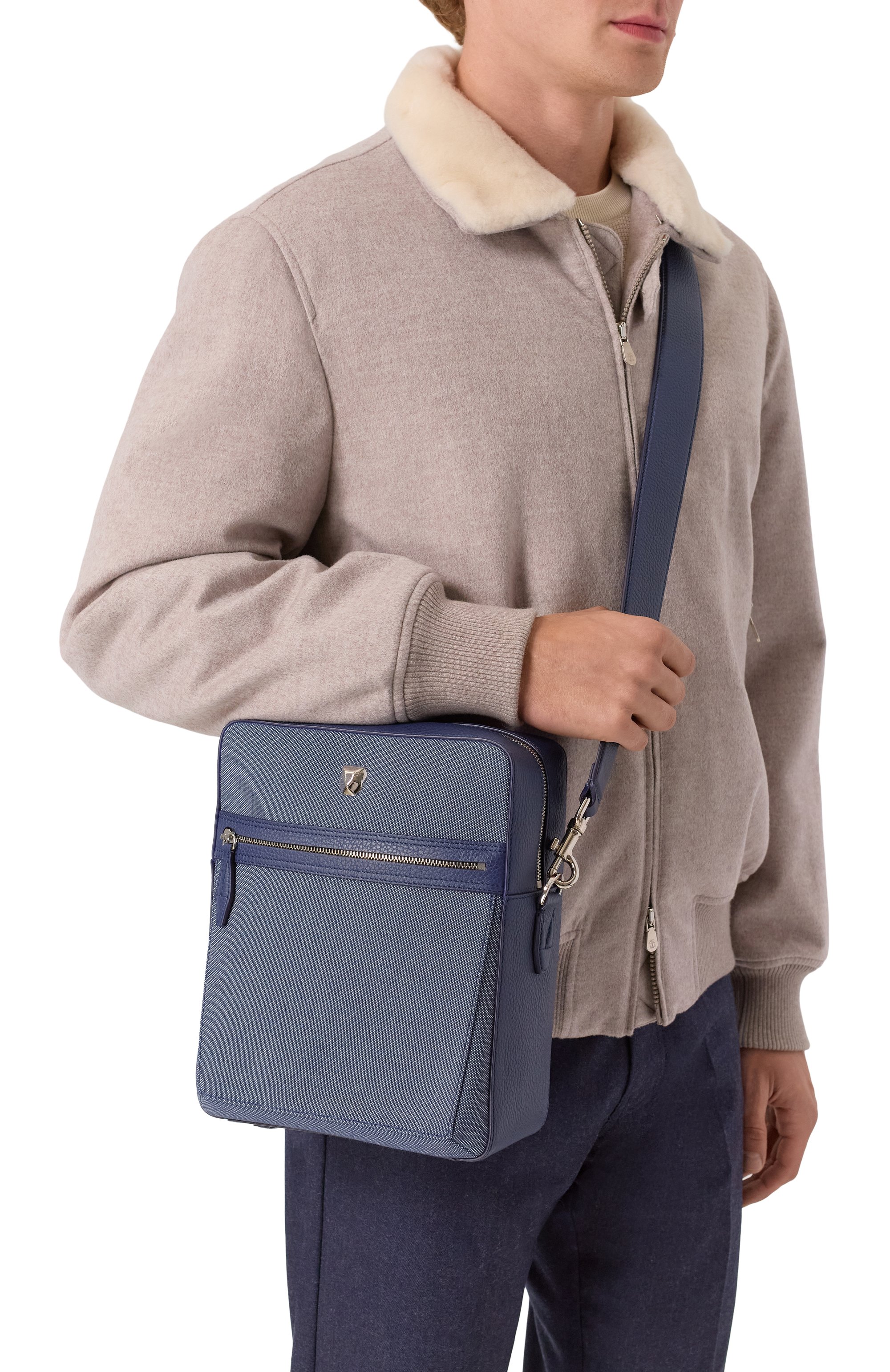 Сумка silvio medium RUBEUS MILANO, арт. CR0SSB0DY MEDIUM/CALFSKIN GRAN PRIX+CANVAS NAPAC0T, фото 2