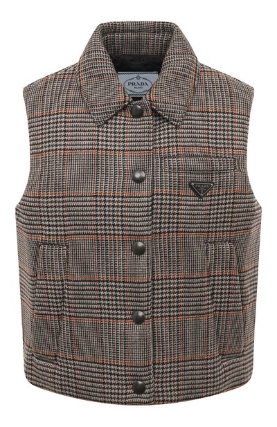 Женский жилет из шерсти и кашемира PRADA, арт. P501M-1ZR4-F0342-212