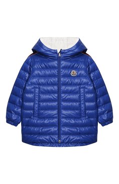 Детского пуховая куртка MONCLER синего цвета, арт. H1-951-1C000-01-68950 | Фото 1 (Материал внешний: Синтетический материал; Кросс-КТ НВ: Куртки; Материал сплава: Проставлено; Нос: Не проставлено; Материал утеплите�ля: Пух и перо; Материал подклада: Хлопок)