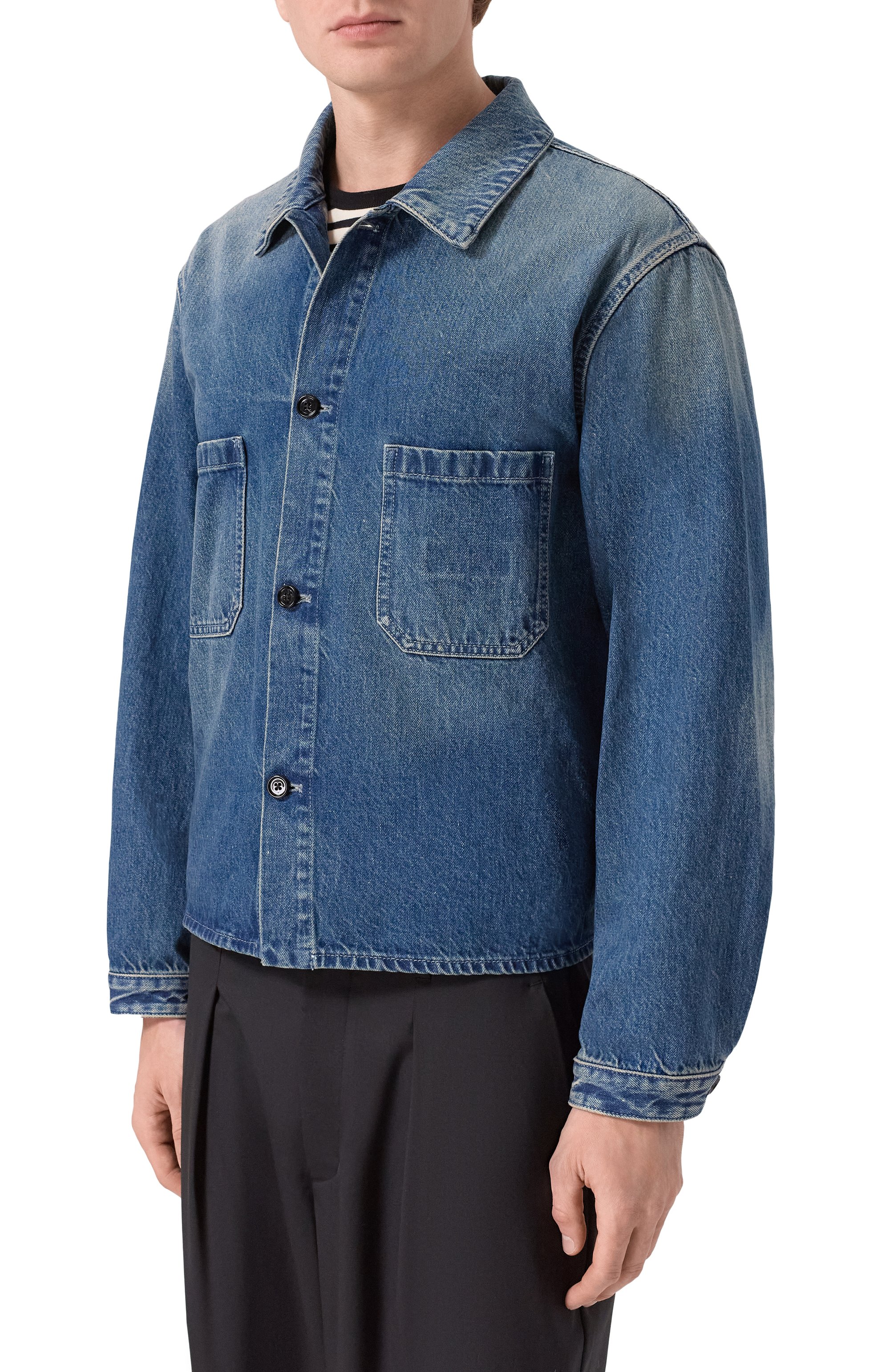 Джинсовая куртка ANN DEMEULEMEESTER синего цвета по цене 93050 руб., арт. B0013744/FA720, фото 3 Джинсовая куртка ANN DEMEULEMEESTER, арт. B0013744/FA720, фото 3