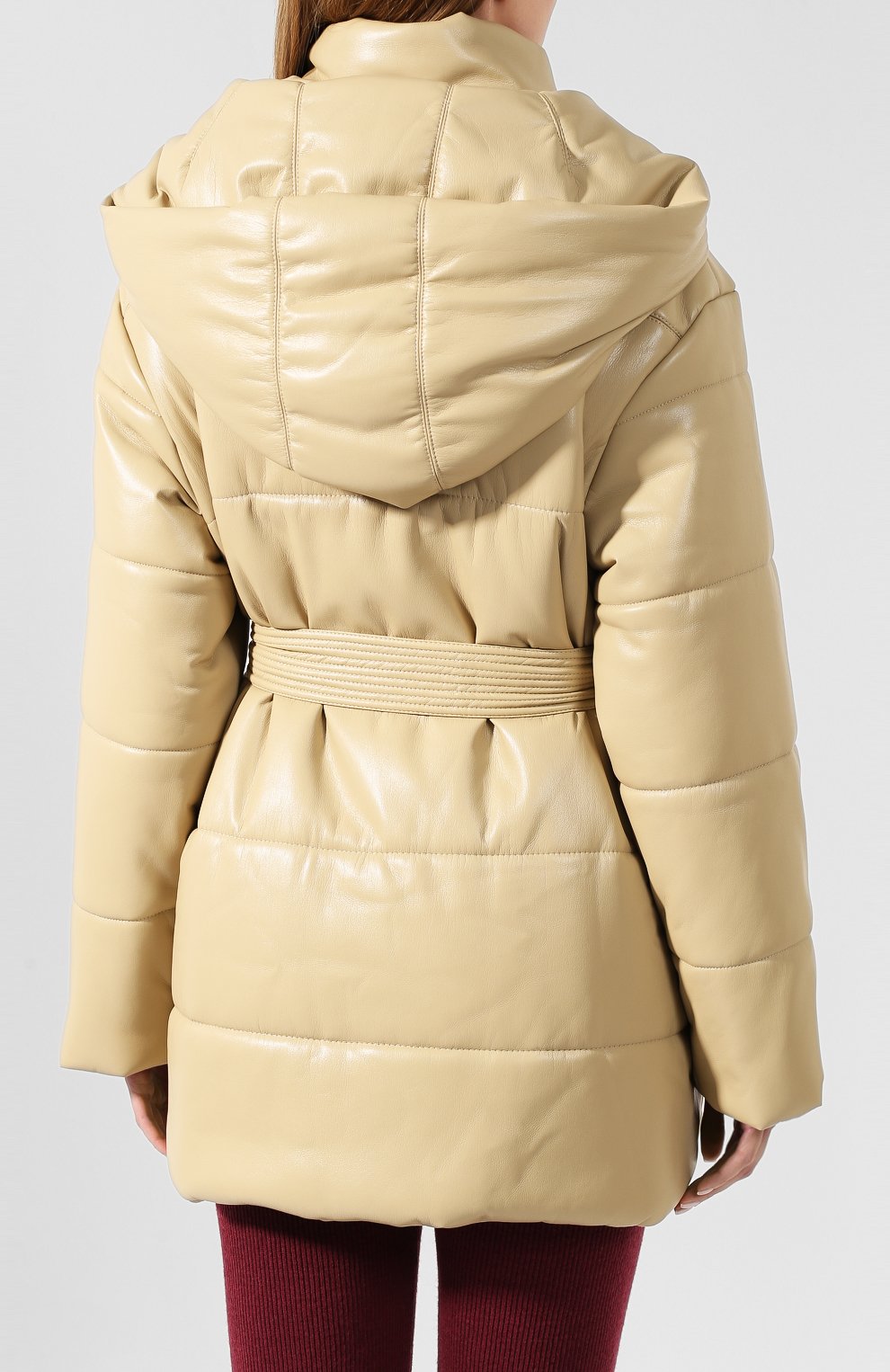 Куртка с поясом NANUSHKA, арт. LEN0X_WAX YELL0W_VEGAN LEATHER, фото 4