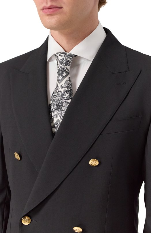 Шелковый галстук Dolce & Gabbana GT147E/G0WV7 Чёрно-белый  GT147E/G0WV7 Фото 2