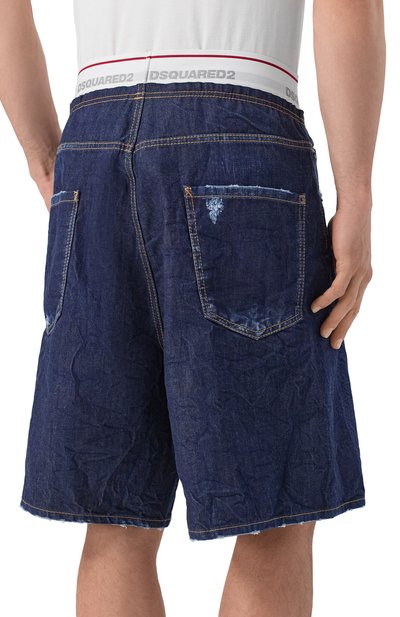 Джинсовые шорты DSQUARED2 синего цвета по цене 59350 руб., арт. S74MU0995/D30011, фото 4 Джинсовые шорты DSQUARED2, арт. S74MU0995/D30011, фото 4