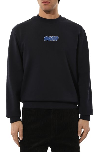Хлопковый свитшот HUGO BLUE темно-синего цвета по цене 14550 руб., арт. 50523859, фото 3 Хлопковый свитшот HUGO BLUE, арт. 50523859, фото 3