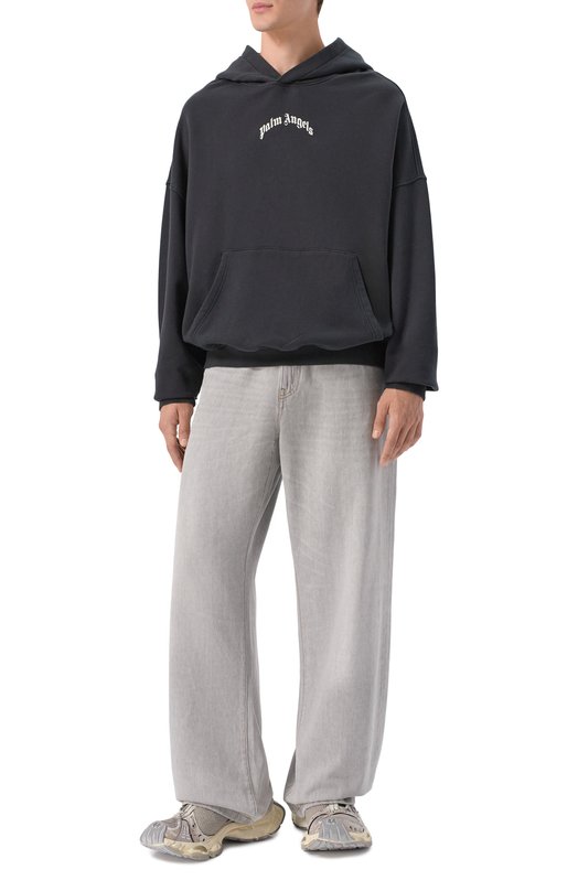 Хлопковое худи Palm Angels PMBB17EF25FLE004 Чёрный  PMBB17EF25FLE004 Фото 2