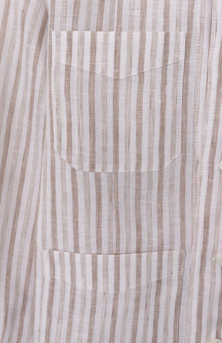 Детская льняная рубашка BRUNELLO CUCINELLI бежевого цвета, арт. BM685C307B | Фото 3 (Автоматизация ТО: Проставлено; Автоматизация состава: Проставлено; Рукава: Длинные; Материал внешний: Лен; Случай: Повседневный; Ростовка одежда: 8 лет | 128 см, 9 лет | 134 см)