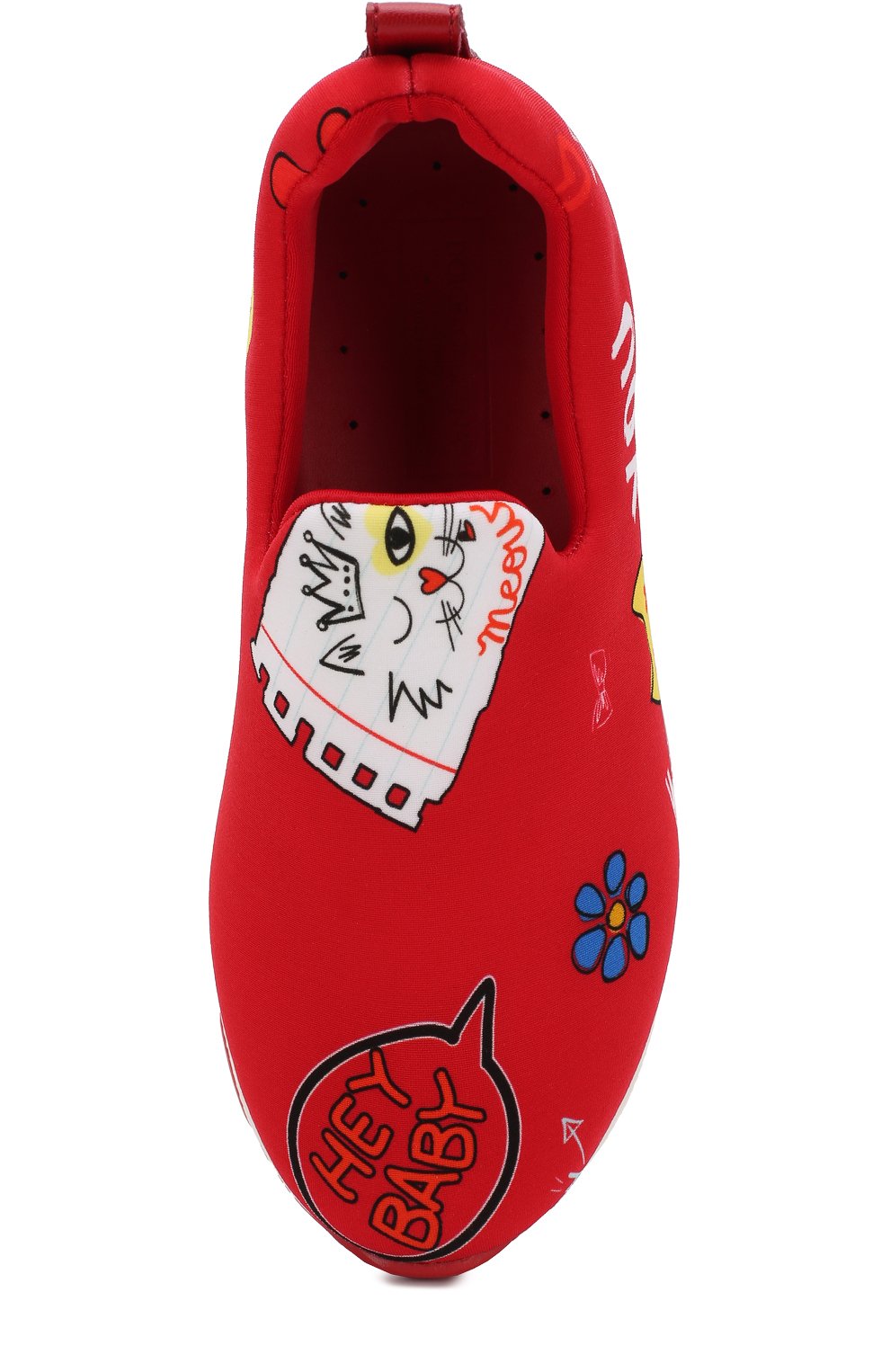 Текстильные кроссовки без шнуровки DOLCE & GABBANA красного цвета по цене 29700 руб., арт. D10738/AR760/29-36, фото 4 Текстильные кроссовки без шнуровки DOLCE & GABBANA, арт. D10738/AR760/29-36, фото 4