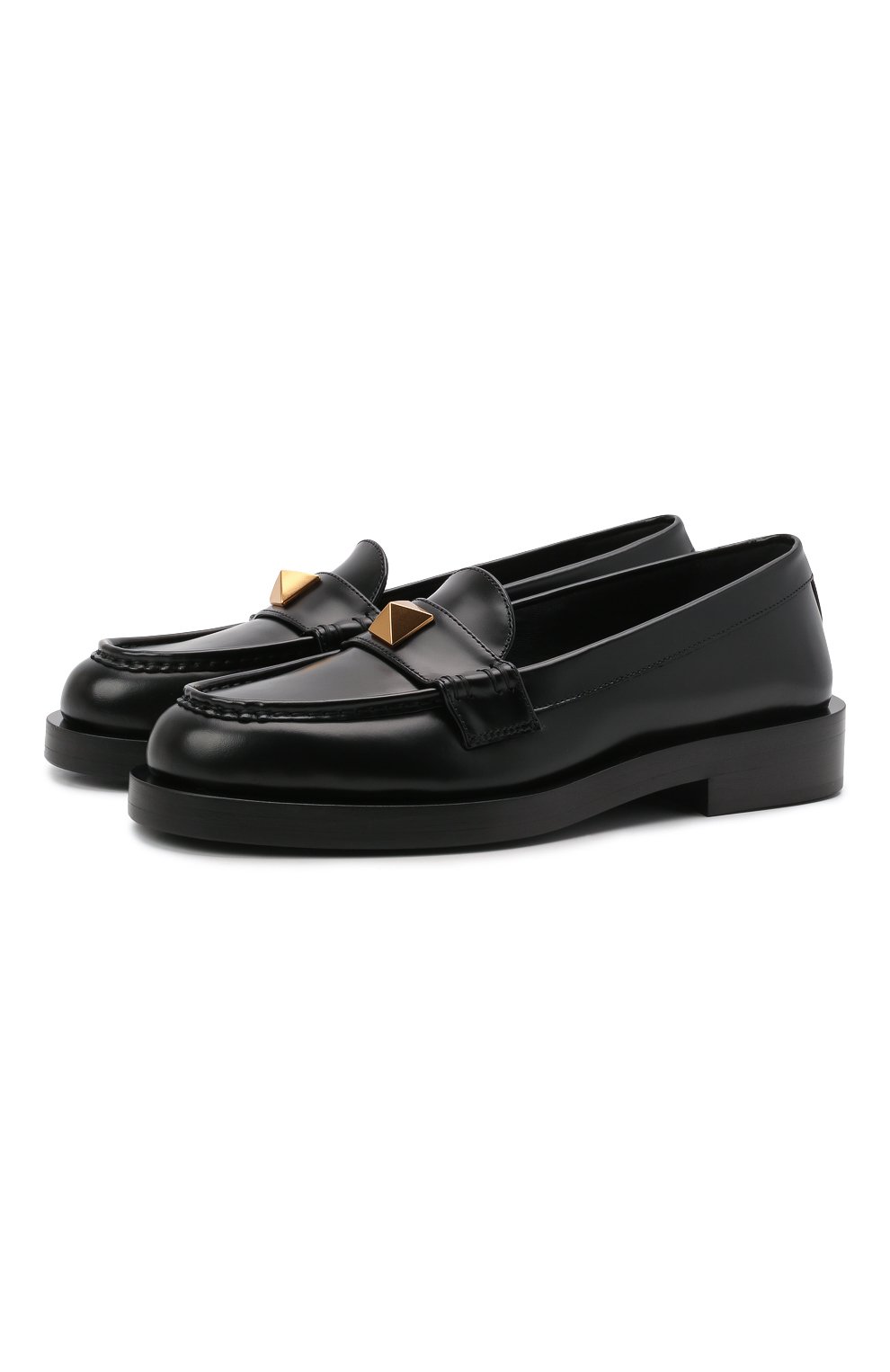 Женские черные кожаные лоферы roman stud VALENTINO купить в интернет ...