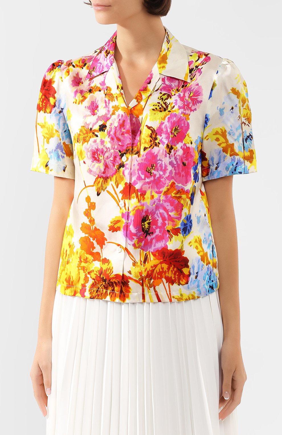 Атласная рубашка DRIES VAN NOTEN белого цвета по цене 48450 руб., арт. 201-30700-9404, фото 3 Атласная рубашка DRIES VAN NOTEN, арт. 201-30700-9404, фото 3