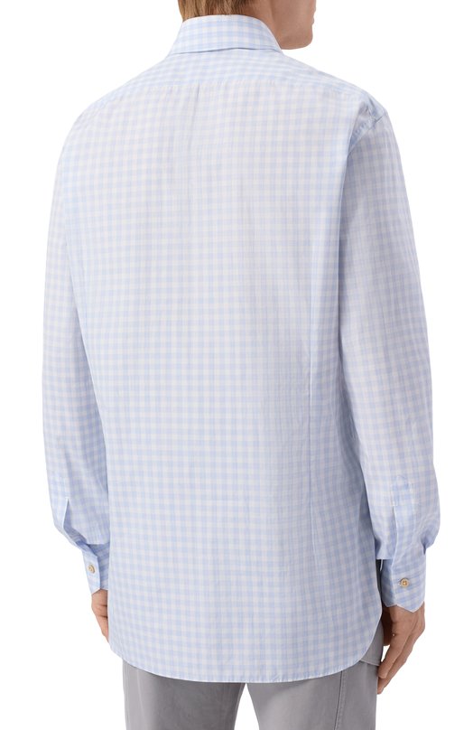 Хлопковая рубашка Kiton UCCH09623 Голубой  UCCH09623 Фото 4