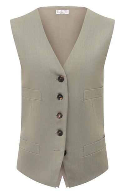 Женский жилет из вискозы и льна BRUNELLO CUCINELLI, арт. MH126HU806