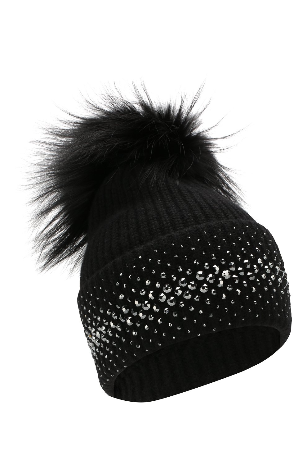 Кашемировая шапка WILLIAM SHARP черного цвета по цене 158500 руб., арт. A12-13/SILVER F0X DYED, фото 1 Кашемировая шапка WILLIAM SHARP, арт. A12-13/SILVER F0X DYED, фото 1