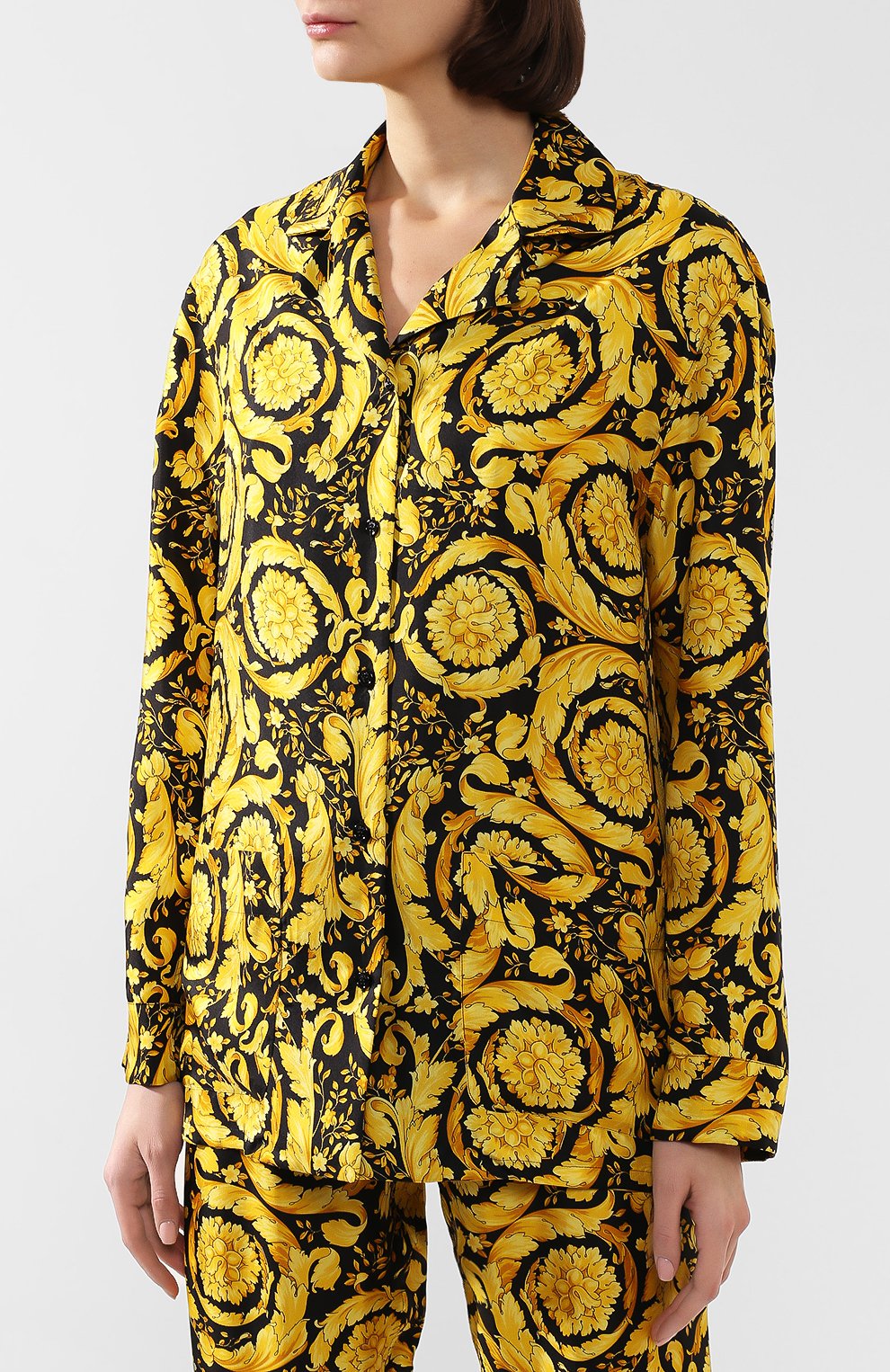 Шелковая рубашка VERSACE разноцветного цвета по цене 114000 руб., арт. AUD05056/A232999, фото 3 Шелковая рубашка VERSACE, арт. AUD05056/A232999, фото 3