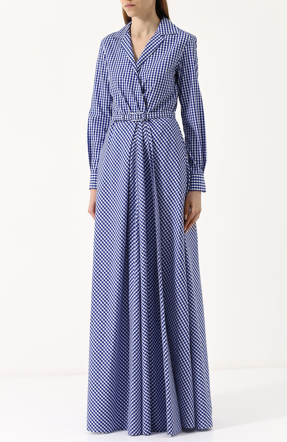 Хлопковое платье-рубашка в клетку с поясом RALPH LAUREN, арт. 290707886, фото 3