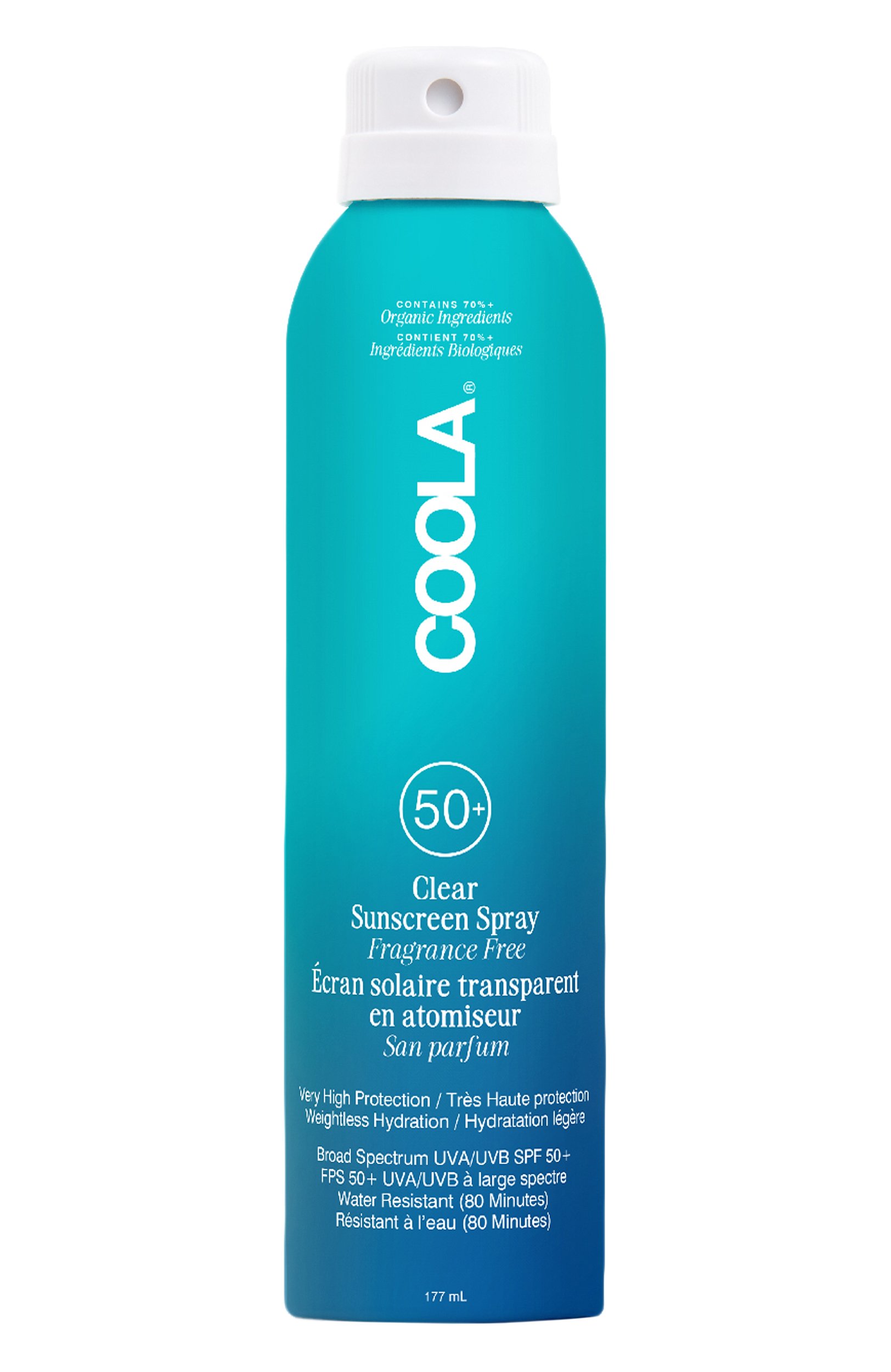 Солнцезащитный спрей для тела без запаха spf 50 (177ml) COOLA бесцветного цвета по цене 5300 руб., арт. CL10408MRK, фото 1 Солнцезащитный спрей для тела без запаха spf 50 (177ml) COOLA, арт. CL10408MRK, фото 1