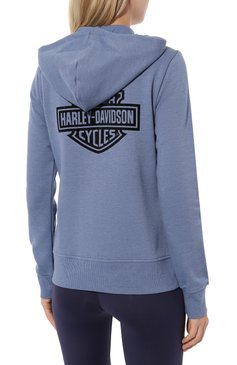 Женский толстовка HARLEY-DAVIDSON синего цвета, арт. 96899-23VW | Фото 4 (Длина (для топов): Стандартные; Материал внешний: Хлопок, Синтетический материал; Драгоценные камни: Проставлено; Рукава: Длинные; Материал сплава: Проставлено; Женское Кросс-КТ: Толстовка-одежда; Стили: Кэжуэл)