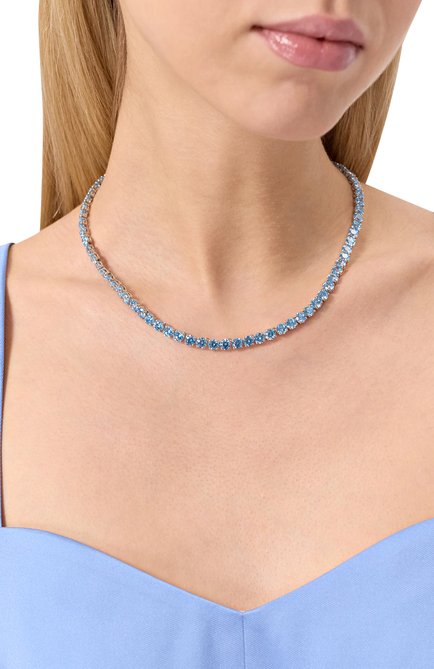 Женское колье matrix SWAROVSKI голубого цвета, арт. 5661187 | Фото 2 (Материал сплава: Проставлено; Материал: Металл, Кристаллы; Нос: Не проставлено)