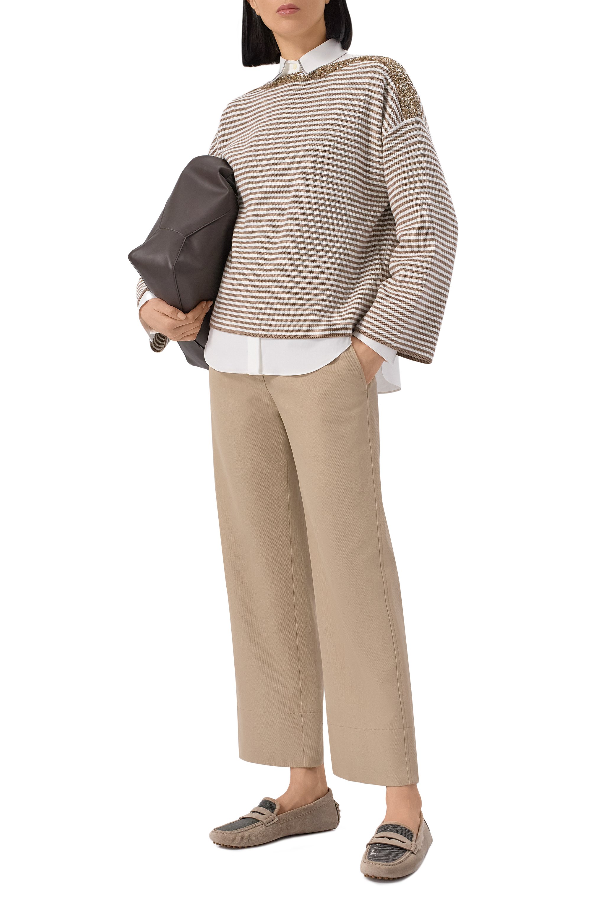 Брюки из хлопка и льна BRUNELLO CUCINELLI бежевого цвета по цене 171000 руб., арт. ML145P8833, фото 2 Брюки из хлопка и льна BRUNELLO CUCINELLI, арт. ML145P8833, фото 2