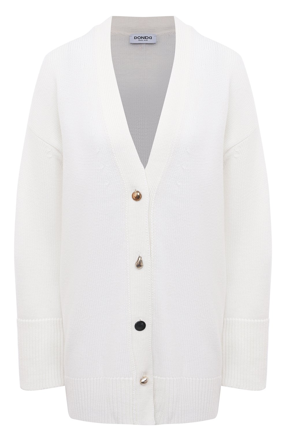 Шерстяной кардиган DONDUP белого цвета по цене 57350 руб., арт. DT277/M00796D 002, фото 1 Шерстяной кардиган DONDUP, арт. DT277/M00796D 002, фото 1