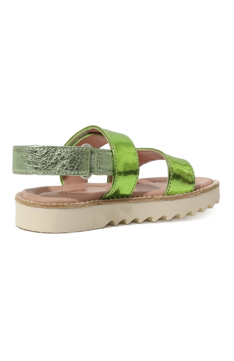 Детские сандалии PRETTY BALLERINAS зеленого цвета, арт. 49893 | Фото 3 (Нос: Не проставлено; Материал внешний: Экокожа; Материал внутренний: Натуральная кожа; Автоматизация состава: Проставлено)