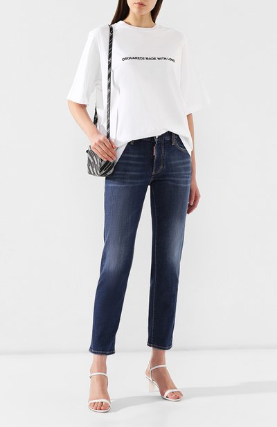 Хлопковая футболка DSQUARED2 белого цвета по цене 31600 руб., арт. S75GD0026/S20694, фото 2 Хлопковая футболка DSQUARED2, арт. S75GD0026/S20694, фото 2