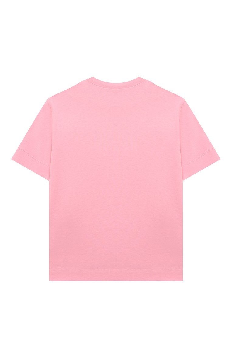 Детская хлопковая футболка MARNI розового цвета, арт. M002MV/M00HZ | Фото 2 (Девочки Кросс-КТ: футболка-одежда; Рукава: Короткие; Материал сплава: Проставлено; Материал внешний: Хлопок; Драгоценные камни: Проставлено)