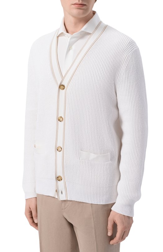 Хлопковый кардиган BOSS 50560487 Белый  50560487 Фото 3