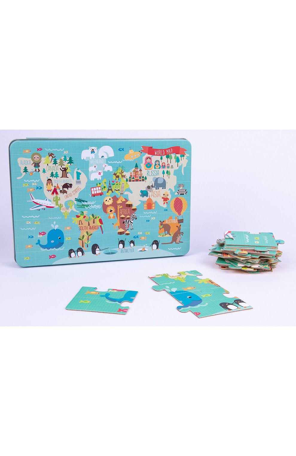 Пазл карта мира в металлической коробке APLI KIDS, арт. 14550, фото 3