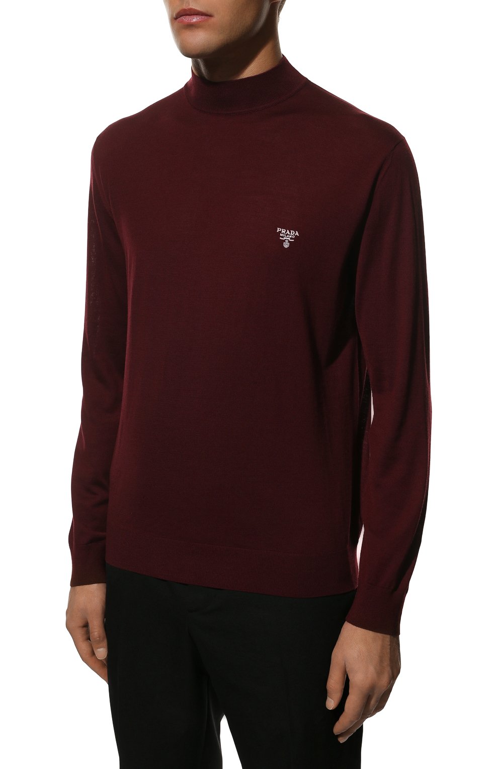 Шерстяная водолазка PRADA бордового цвета по цене 115000 руб., арт. UMR505-1ZLE-F0007-212, фото 3 Шерстяная водолазка PRADA, арт. UMR505-1ZLE-F0007-212, фото 3