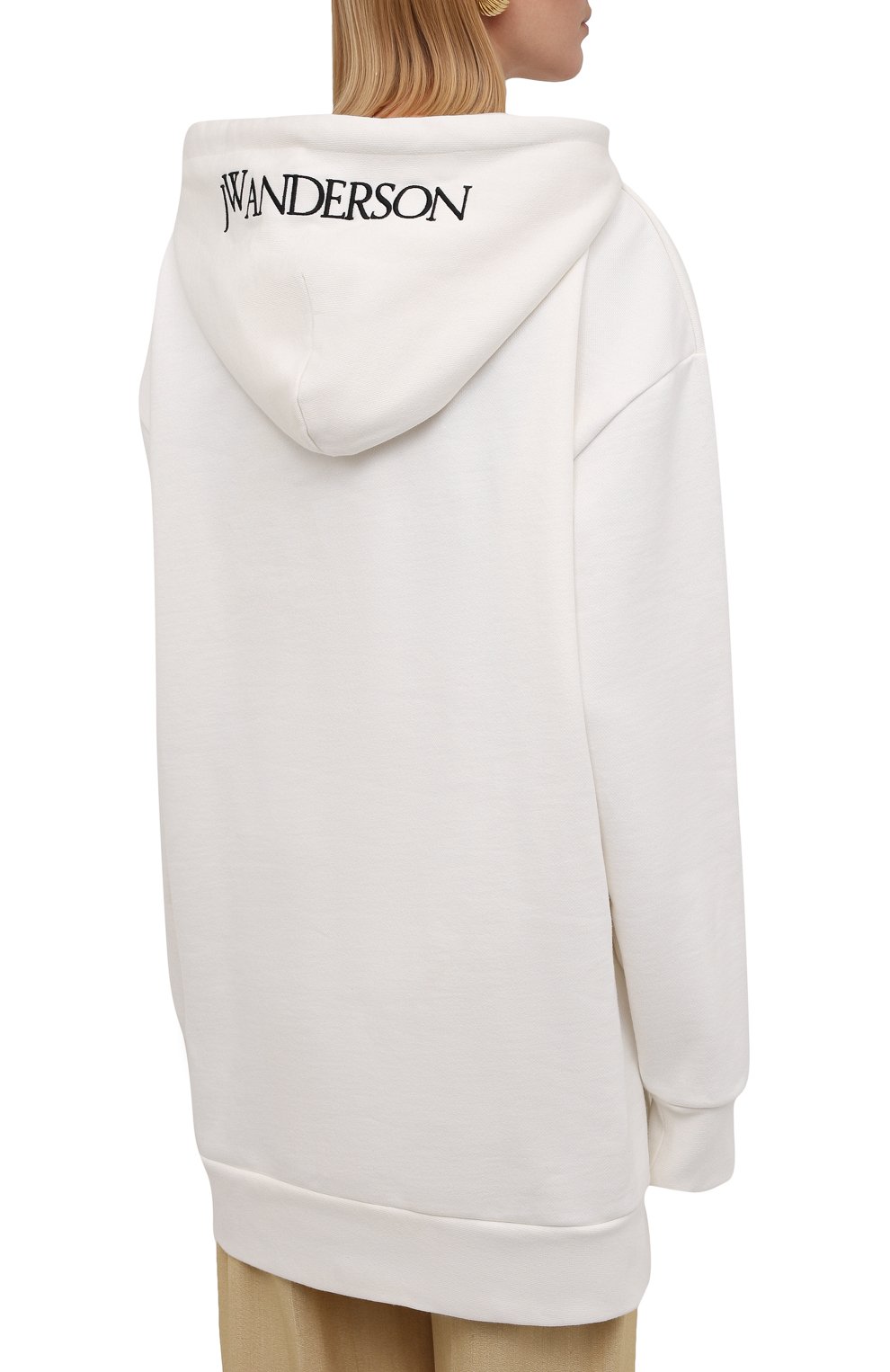 Хлопковое худи JW ANDERSON белого цвета по цене 44950 руб., арт. JW0012 PG0639, фото 4 Хлопковое худи JW ANDERSON, арт. JW0012 PG0639, фото 4