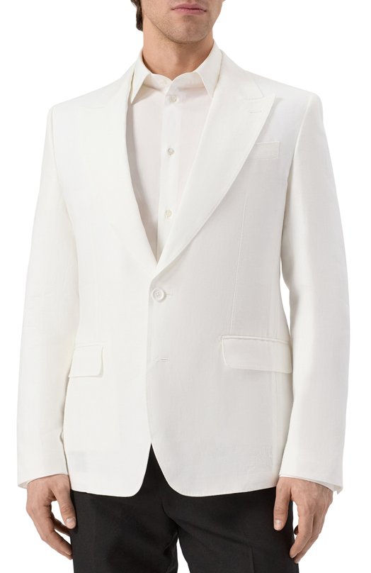 Льняной пиджак Dolce & Gabbana G2QS6T/FU4MC Кремовый  G2QS6T/FU4MC Фото 5
