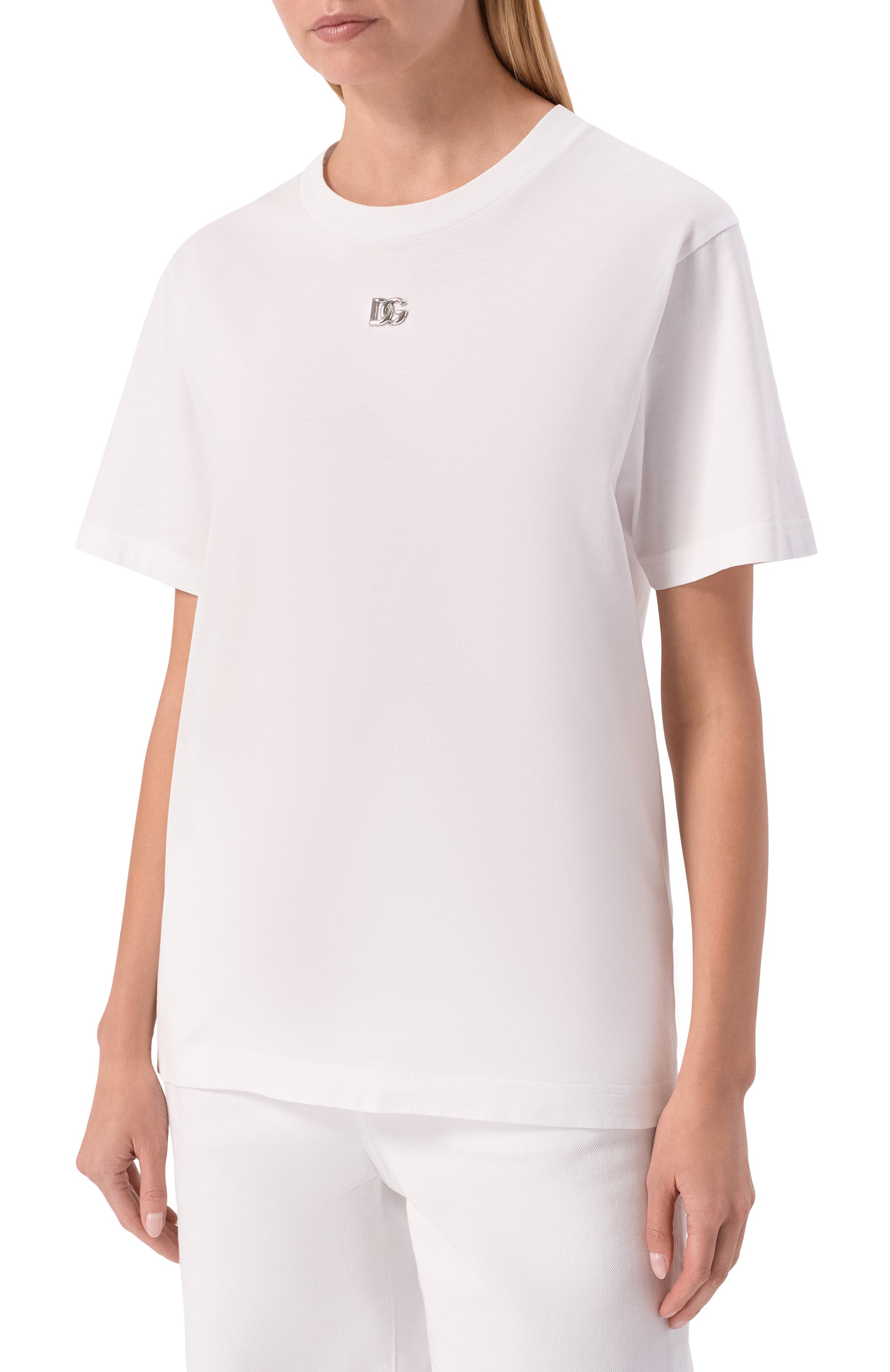 Хлопковая футболка DOLCE & GABBANA белого цвета по цене 49950 руб., арт. F8U04T/FU7EQ, фото 3 Хлопковая футболка DOLCE & GABBANA, арт. F8U04T/FU7EQ, фото 3