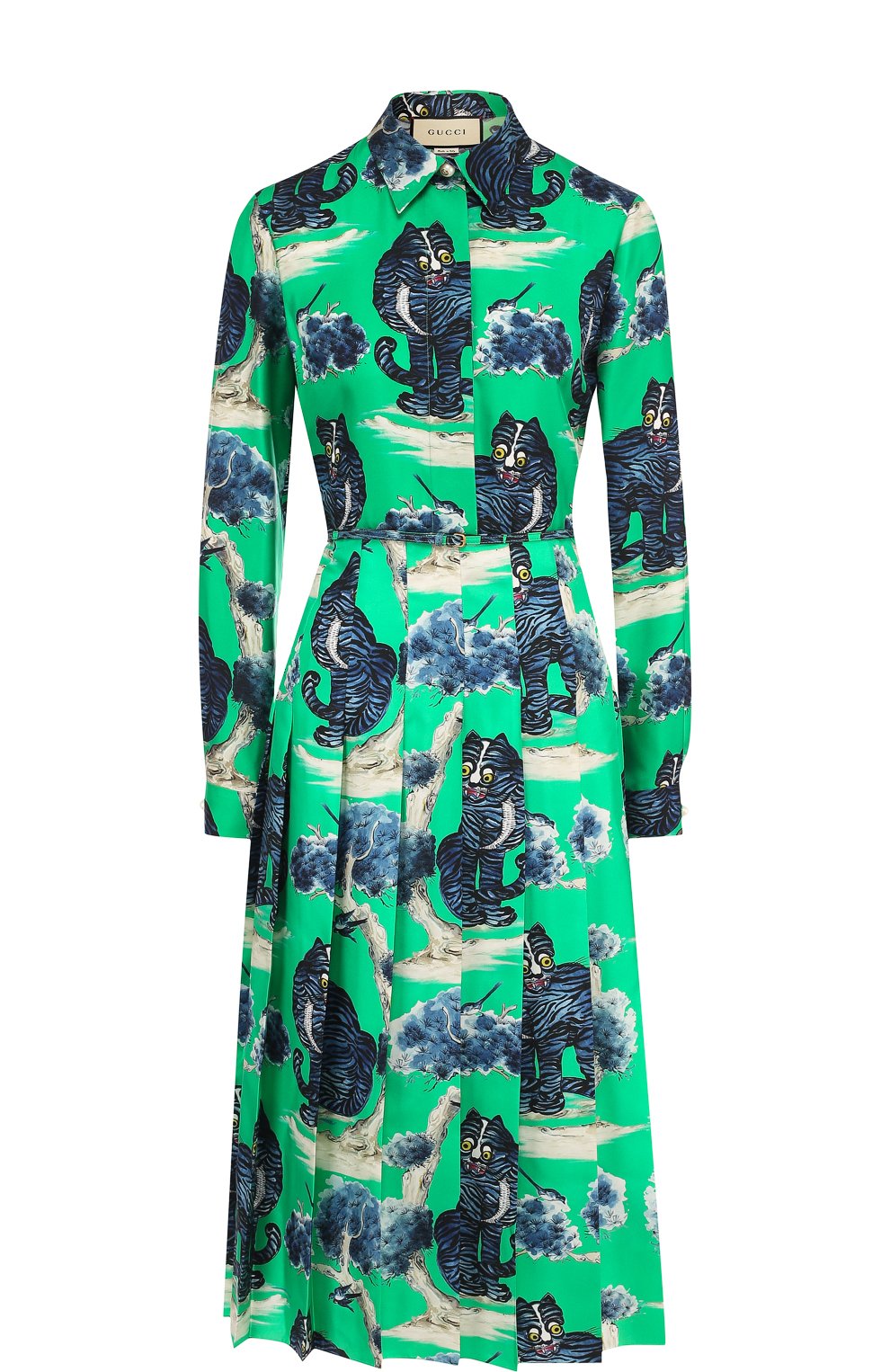 Шелковое платье-рубашка с принтом GUCCI, арт. 497661/ZKP94, фото 1