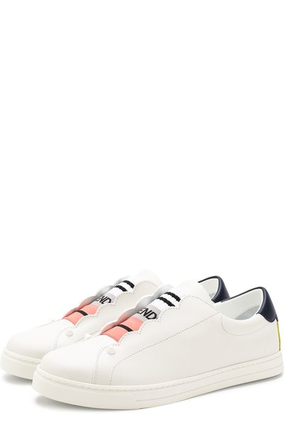 Кожаные кеды с эластичной лентой FENDI белого цвета по цене 74700 руб., арт. 8E6592 3S0, фото 1 Кожаные кеды с эластичной лентой FENDI, арт. 8E6592 3S0, фото 1