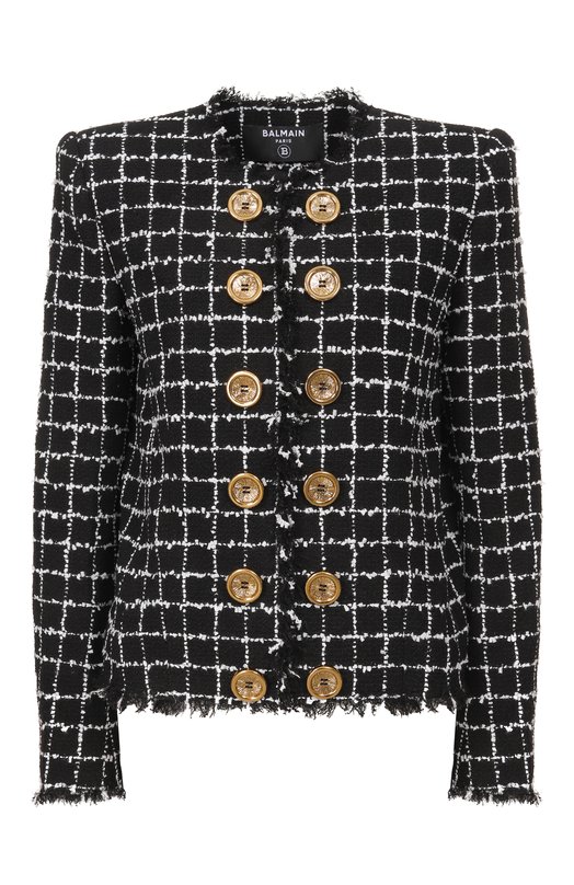 Твидовый жакет Balmain GF1SM509/XL62 Чёрный GF1SM509/XL62