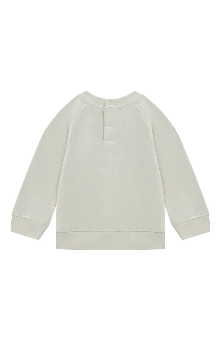 Детский хлопковый свитшот STELLA MCCARTNEY светло-зеленого цвета, арт. TW4580 | Фото 2 (Материал внешний: Хлопок; Нос: Не проставлено; Кросс-КТ НВ: Свитшоты; Ростовка одежда: 9 мес | 74 см, 12 мес | 80 см, 18 мес | 86 см, 24 мес | 92 см, 3 мес | 62 см, 6 мес | 68 см)