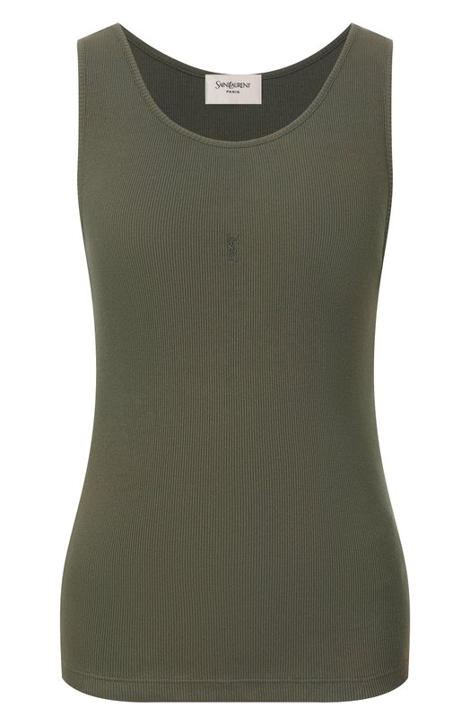 Хлопковая майка Saint Laurent 842992/Y37EC Хаки 842992/Y37EC