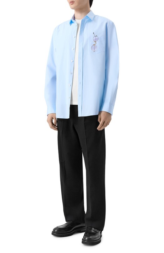 Хлопковая рубашка Moschino V0229/0235 Голубой  V0229/0235 Фото 2