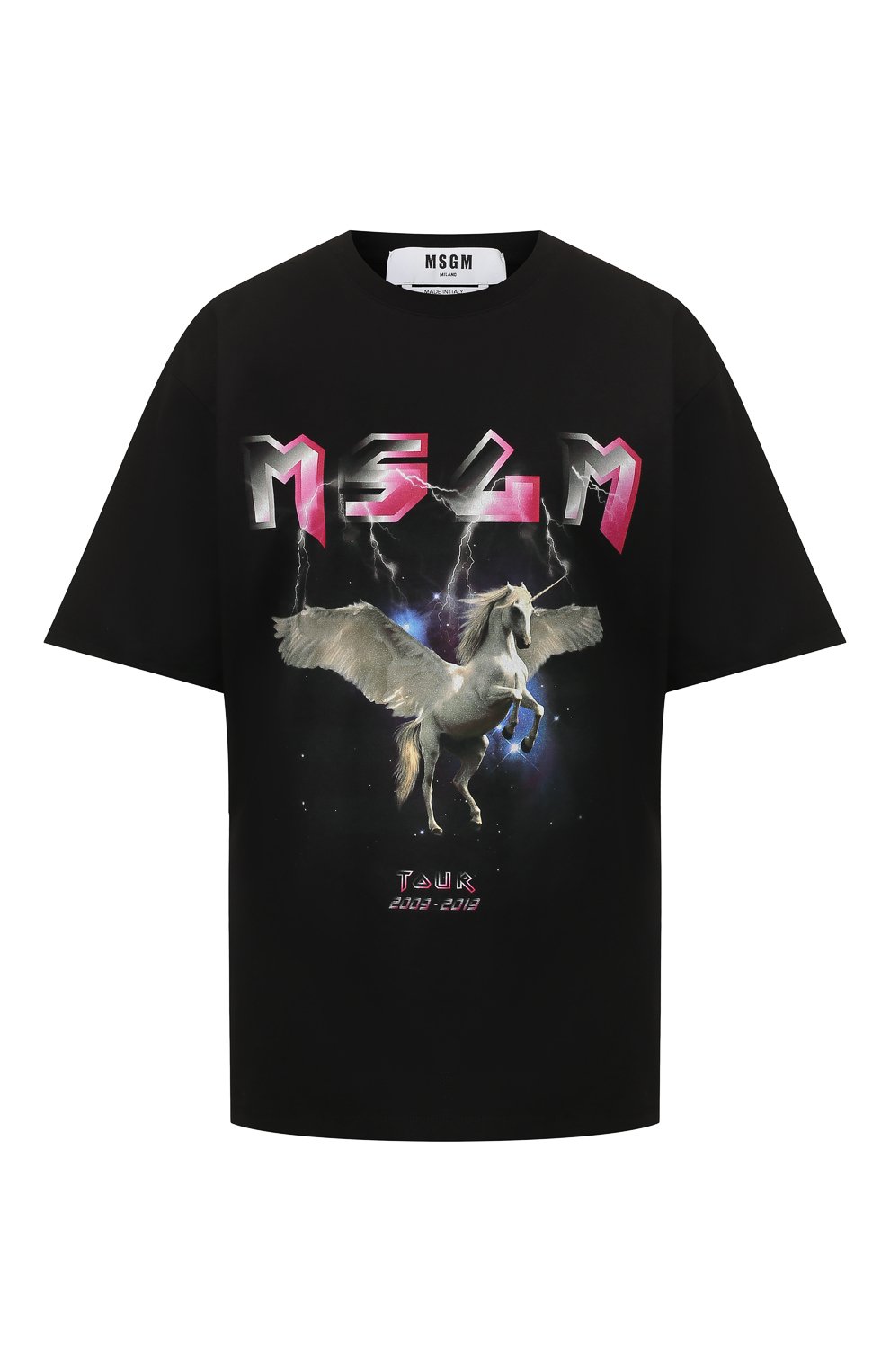 Хлопковая футболка MSGM черного цвета по цене 16200 руб., арт. 2842MDM289 207498, фото 1 Хлопковая футболка MSGM, арт. 2842MDM289 207498, фото 1