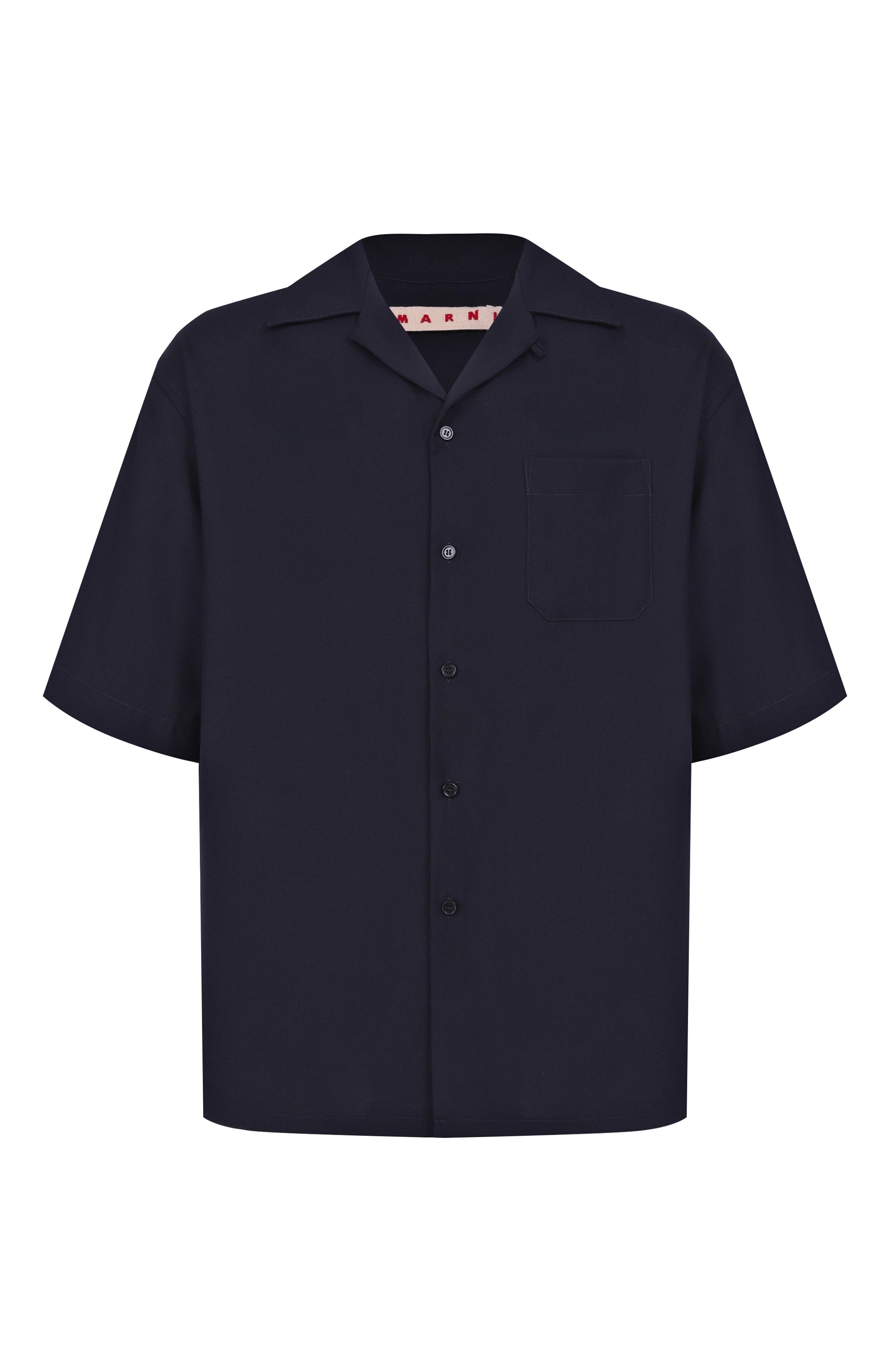 Шерстяная рубашка MARNI темно-синего цвета по цене 83850 руб., арт. CUMU0213A5/UTW839, фото 1 Шерстяная рубашка MARNI, арт. CUMU0213A5/UTW839, фото 1