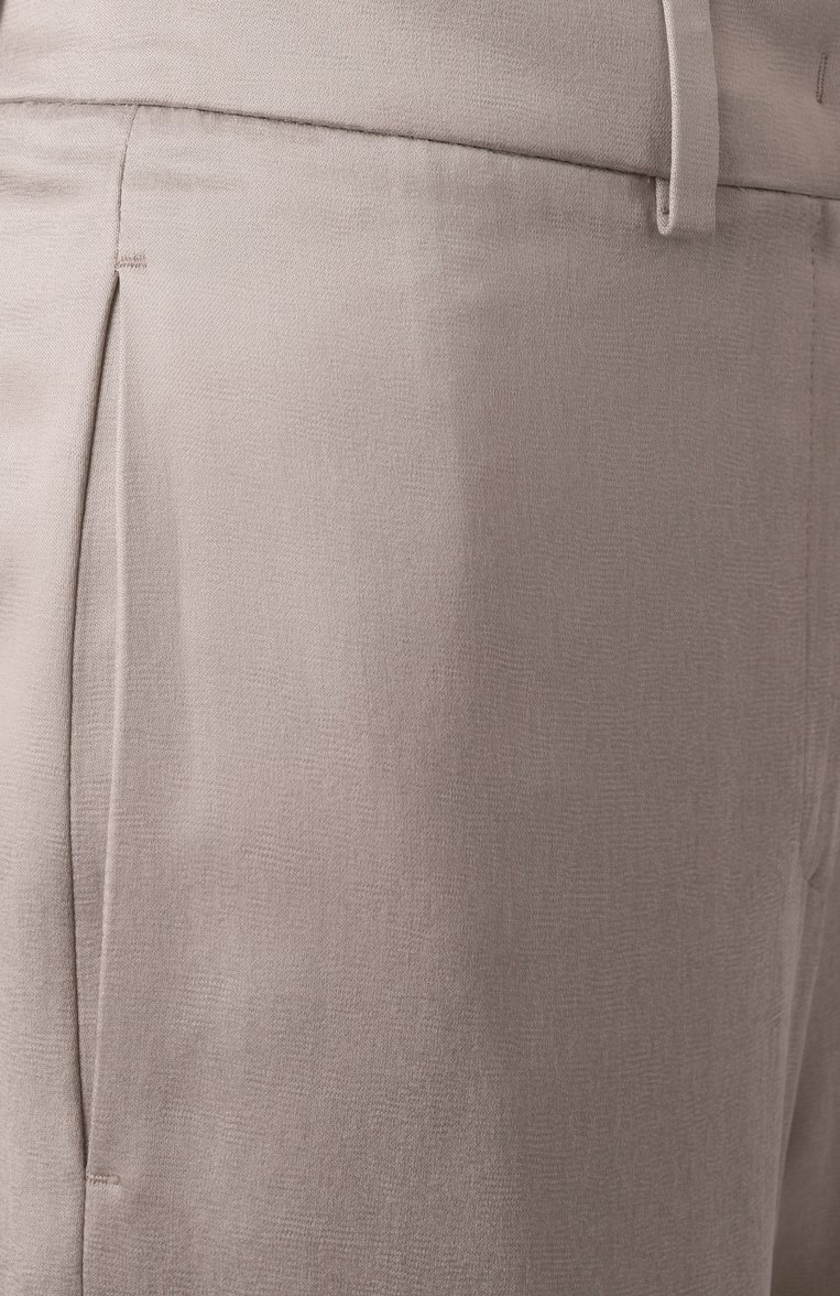 Женские брюки GIORGIO ARMANI светло-серого цвета, арт. GW000621/TE13750 | Фото 6 (Материал сплава: Проставлено; Драгоценные камни: Проставлено; Длина (брюки, джинсы): Удлиненные; Материал внешний: Купро, Вискоза; Женское Кросс-КТ: Брюки-одежда; Силуэт Ж (брюки и джинсы): Широкие; Кросс-КТ: костюм; Стили: Кэжуэл)