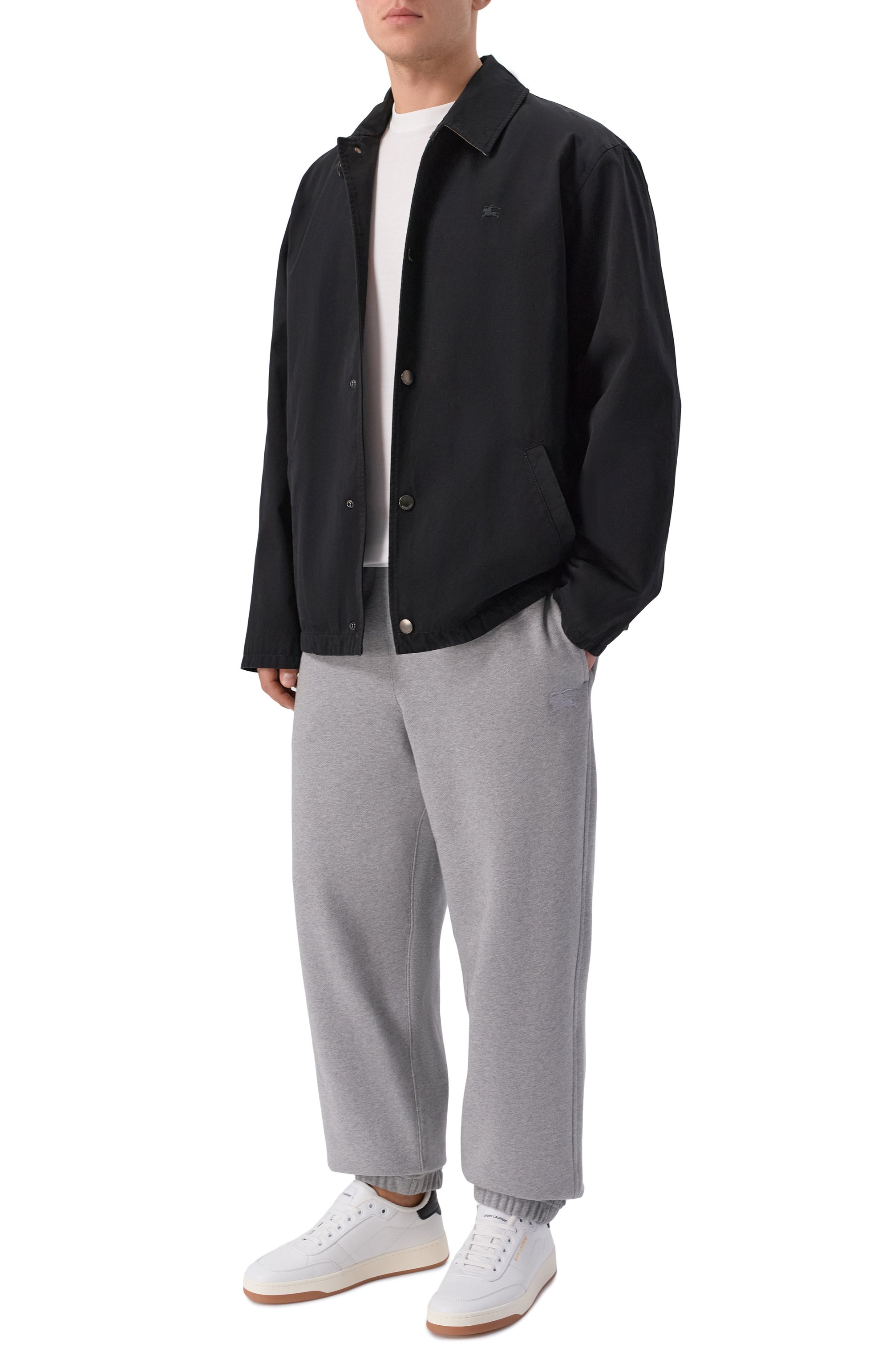 Хлопковые джоггеры BURBERRY серого цвета по цене 106000 руб., арт. 8120757, фото 2 Хлопковые джоггеры BURBERRY, арт. 8120757, фото 2