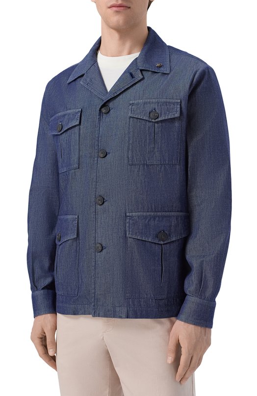 Хлопковая куртка-рубашка Gran Sasso 78110/56100 Синий  78110/56100 Фото 3