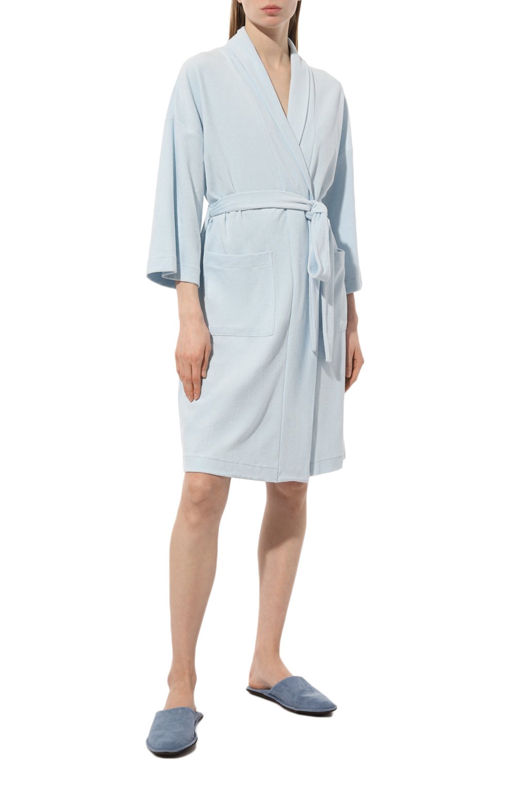Хлопковый халат HANRO голубого цвета по цене 24610 руб., арт. 077750., фото 2 Хлопковый халат HANRO, арт. 077750., фото 2