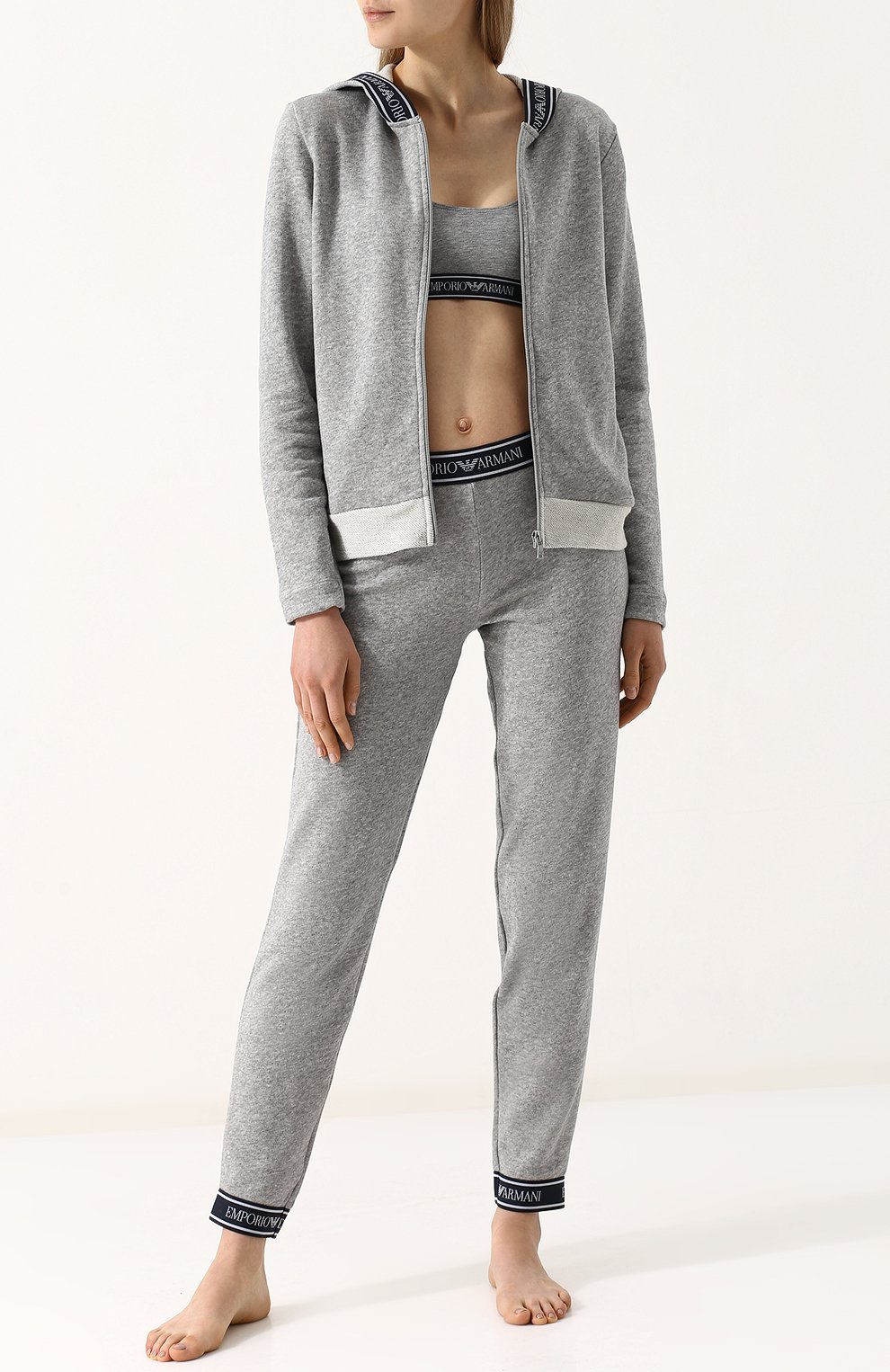 Хлопковый кардиган на молнии с капюшоном EMPORIO ARMANI, арт. 164076/8P287, фото 2